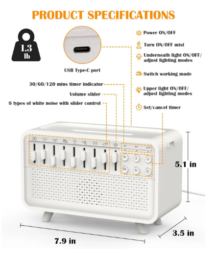 Sleep Serene White Noise Aromatherapy Humidifier